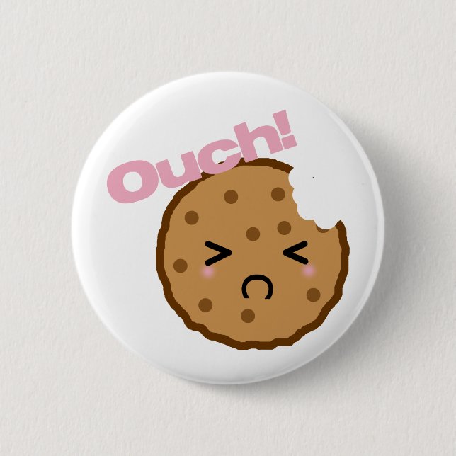 "Ouch!" says the Kawaii Cookie 6 Cm Round Badge (Front)
