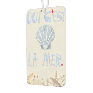 Oui C'est La Mer it's the sea Blue Beach Shell  Car Air Freshener