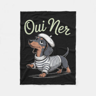 Oui Ner Dachshund Wiener Dog French Humor Funny Sa Fleece Blanket