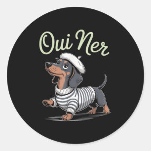 Oui Ner Dachshund Wiener Dog French Humour Funny S Classic Round Sticker