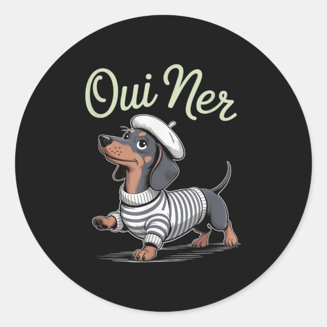 Oui Ner Dachshund Wiener Dog French Humour Funny S Classic Round Sticker (Front)