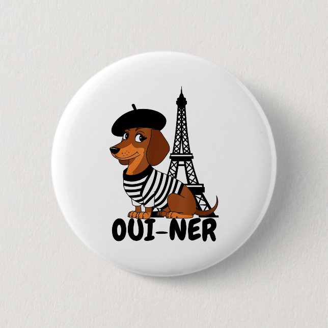 Oui-ner Dog Funny Dachshund Wiener Sausage Ween Do 6 Cm Round Badge (Front)