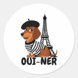 Oui-ner Dog Funny Dachshund Wiener Sausage Ween Do Classic Round Sticker