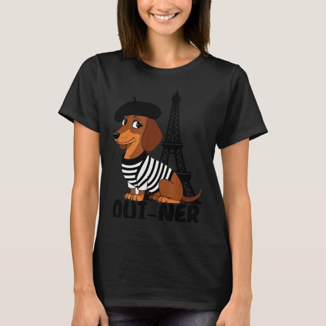 Oui-ner Dog Funny Dachshund Wiener Sausage Ween Do T-Shirt (Front)