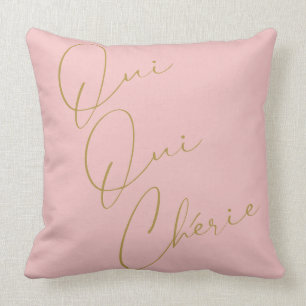 Oui Oui Chérie French Quote Chic Funny Blush Pink  Cushion