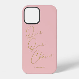 Oui Oui Chérie French Quote Chic Funny Blush Pink iPhone 12 Case