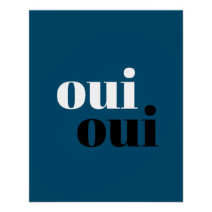 oui oui Modern Blue Simple typography bathroom Poster