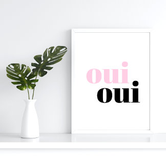 oui oui modern simple typography bathroom poster