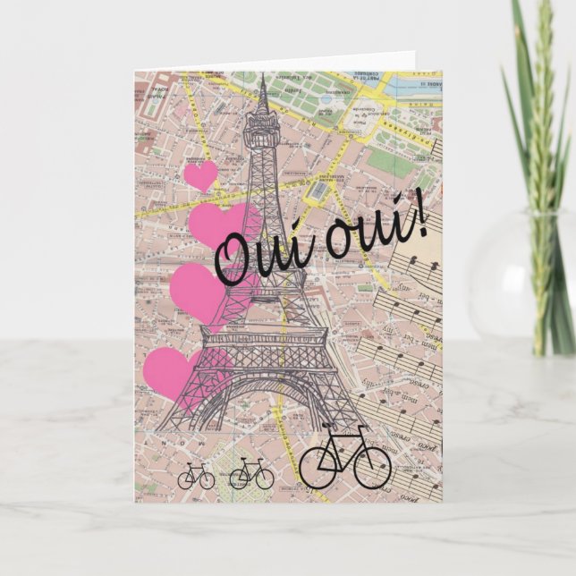 Oui Oui Valentine Holiday Card (Front)