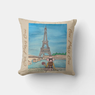 Oui Paris Oui Beige Throw Pillow Women Of Travel