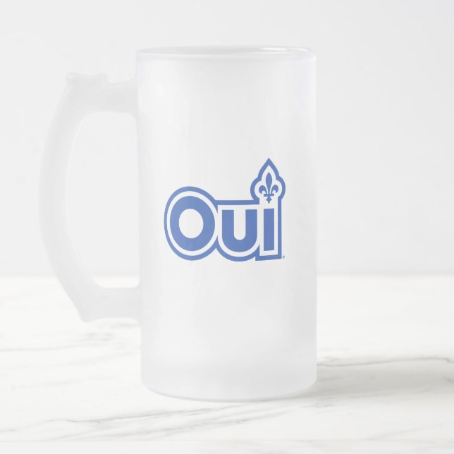 OUI Quebec Referendum Frosted Glass Beer Mug (Left)