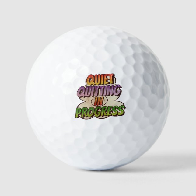 Ouiet Quitting in Progress Comic Book Cartoon Play Golf Balls (Front)