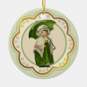 Ould Ireland Irish Umbrella Girl Ceramic Tree Decoration