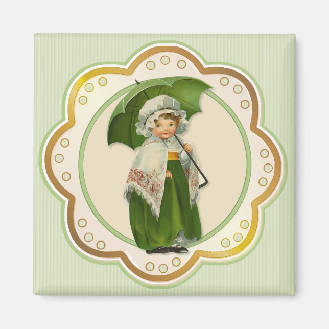 Ould Ireland Irish Umbrella Girl Magnet (Front)