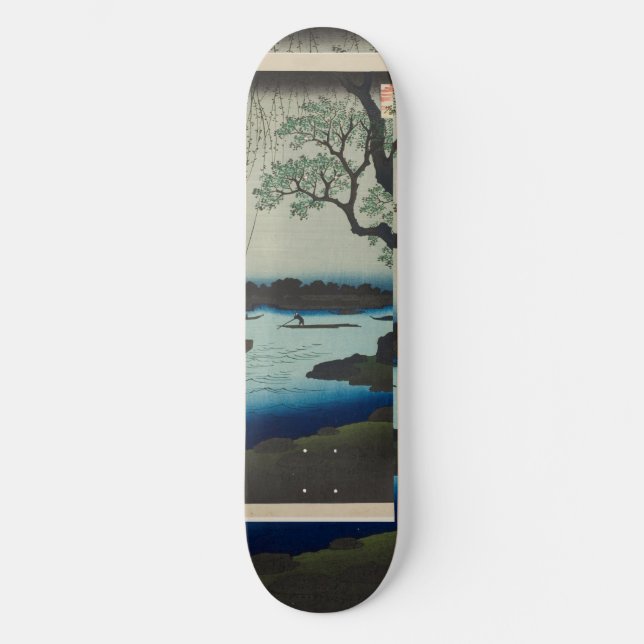 Oumaygashi – Vintage Japanese Edo River Scene  Skateboard (Front)