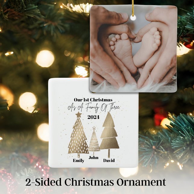 Our 1st Christmas as a family of 3 Ceramic Ornament (Creator Uploaded)