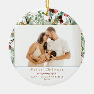 Our 1st Christmas as a Family of 3 Photo Ceramic Tree Decoration
