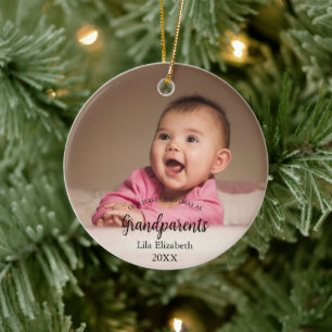 Our 1st Christmas as Grandparents Baby Photo Ceramic Tree Decoration
