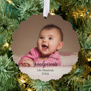 Our 1st Christmas as Grandparents Baby Photo Tree Decoration Card