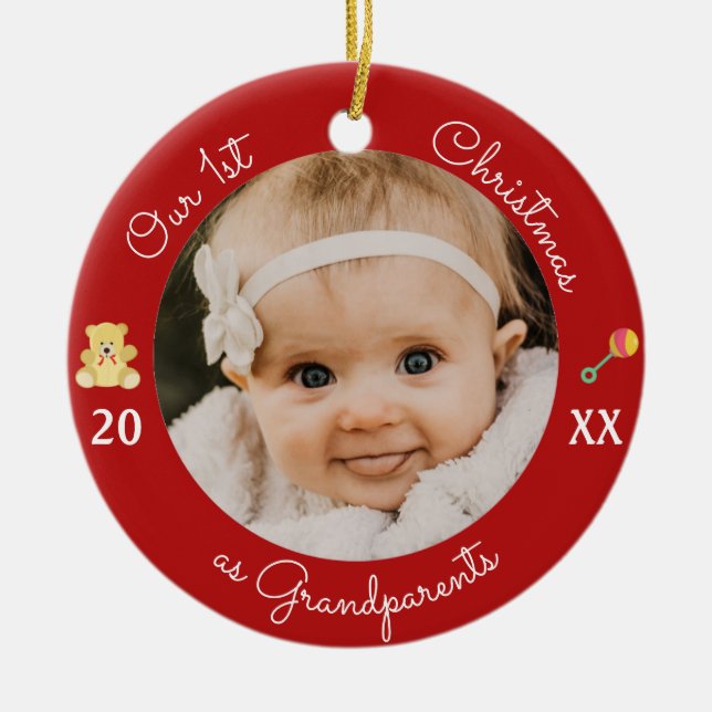 Our 1st Christmas as Grandparents Photo Ornament (Front)