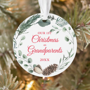 Our 1st Christmas as Grandparents Winter Wreath Ornament