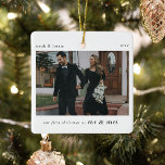 Our 1st Christmas as Mr & Mrs Photo Keepsake Ceramic Ornament<br><div class="desc">A stylish photo holiday christmas tree ornament with classic typography "Our first christmas as MR & MRS" in black on a clean simple minimal white background. The photo, text, name/s and year can be easily customised to make this ornament unique and personal to you. A simple, minimalist and contemporary christmas...</div>