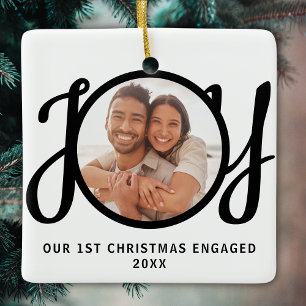 Our 1st Christmas Engaged Photo Keepsake Ceramic Ornament