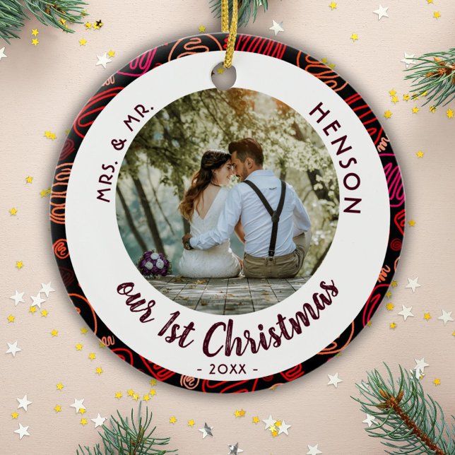 Our 1st Christmas Newly Weds Couple Photo Ceramic Tree Decoration (Creator Uploaded)