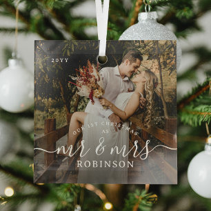 Our 1st Christmas' Newlyweds Photo Keepsake Glass Tree Decoration