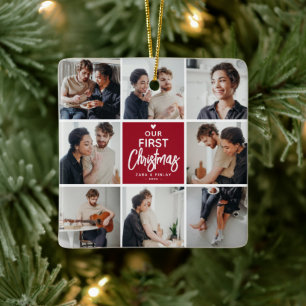 Our 1st Christmas Photo Collage Keepsake Ceramic Ornament