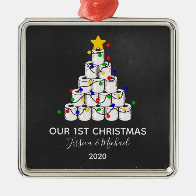 Our 1st Christmas Toilet Paper Tree 2020 Metal Tree Decoration (Front)
