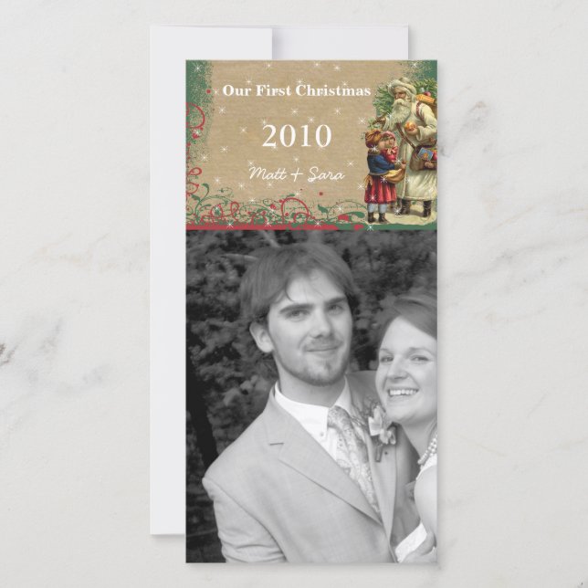 Our 1st Christmas Vintage Santa Photo Card (Front)