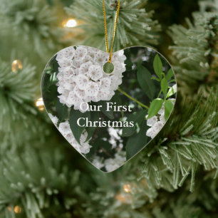 Our 1st Christmas White Mountain Laurel Flowers Ceramic Tree Decoration
