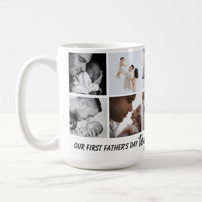 Our 1st Father's Day Together! Photo Collage Mug (Left)