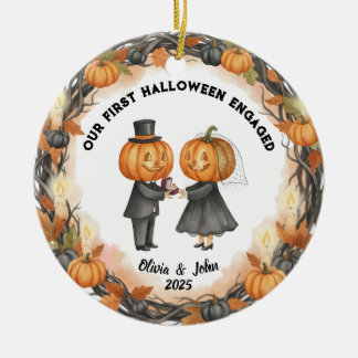Our 1st Halloween 2025 Pumpkin Wedding with Wreath Ceramic Tree Decoration