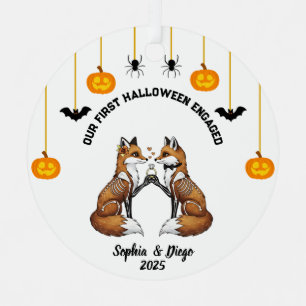 Our 1st Halloween Engaged Fox Skeleton Proposal Metal Tree Decoration