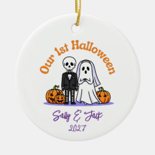 Our 1st Halloween Ornament Ghost Couple & Pumpkins