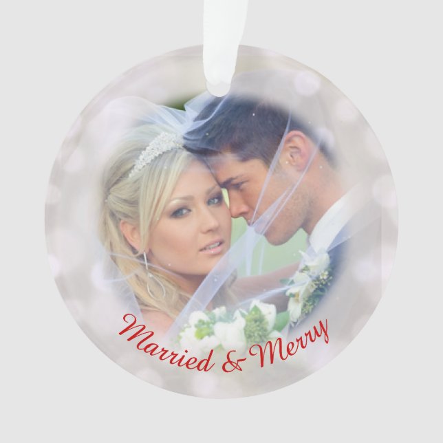 Our 1st Holiday Wedding Photo Ornament (Front)