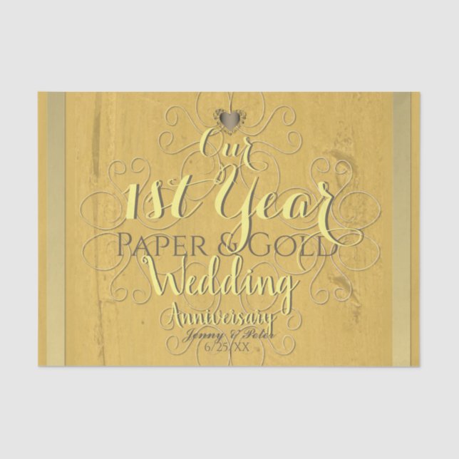 "Our 1st Year Paper & (Faux)Gold Wedding Anniv" (Front)