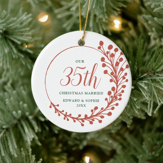 Our 35th Christmas Married Personalized Milestone Ceramic Tree Decoration (Tree)