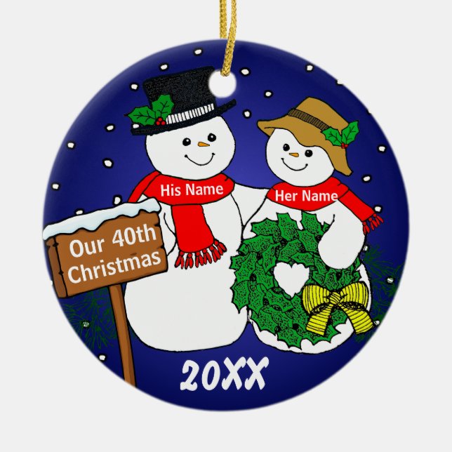 Our 40th Christmas Ceramic Tree Decoration (Front)