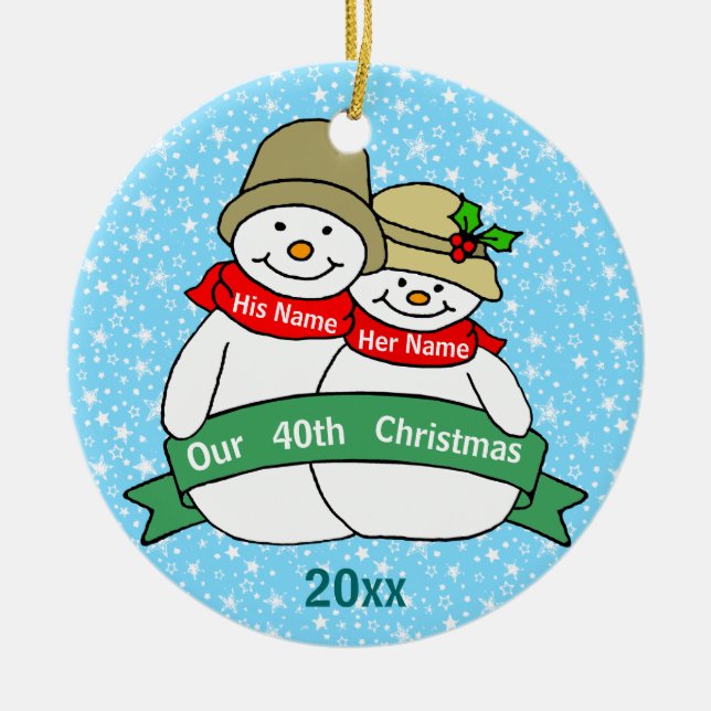 Our 40th Christmas Ceramic Tree Decoration (Front)