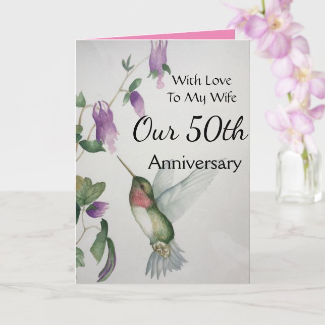 Our 50th Anniversary My Wife With Love Hummingbird Card (Orchid)
