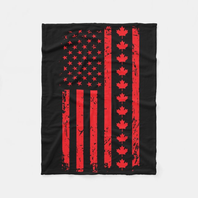 Our 51st State Of America American Flag With Canad Fleece Blanket (Front)
