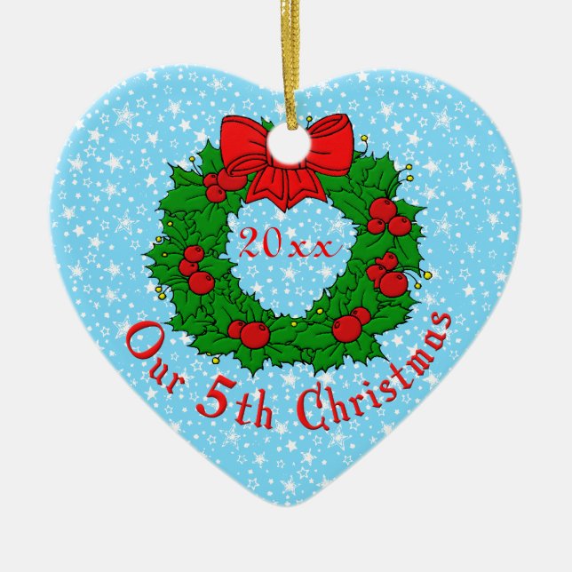 Our 5th Anniversary Ceramic Tree Decoration (Front)