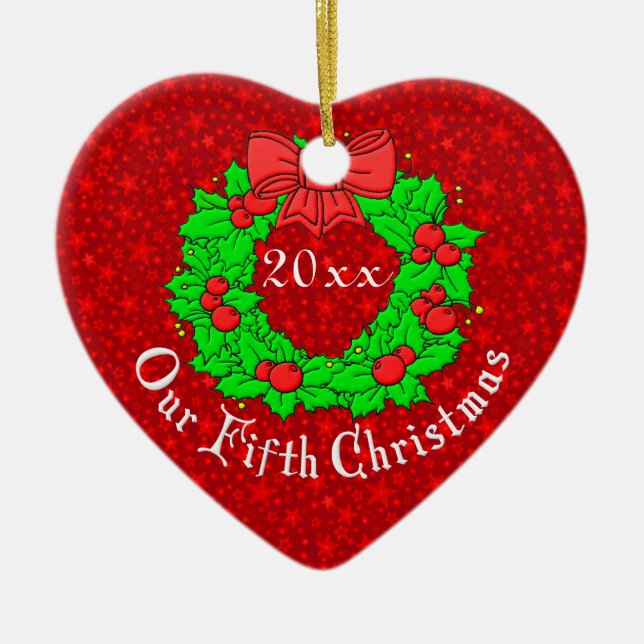 Our 5th Anniversary Ceramic Tree Decoration (Front)