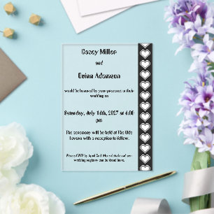 Our 8-Bit Hearts in Black Acrylic Wedding Invitations
