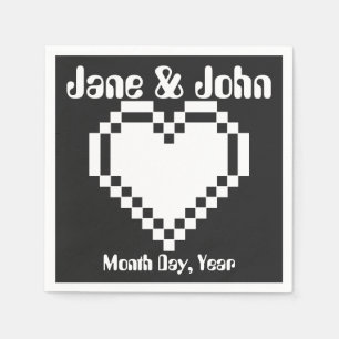 Our 8-Bit Hearts in Black Napkins