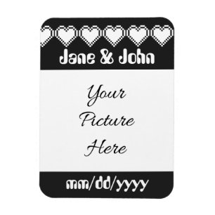 Our 8-Bit Hearts in Black Save-the-Date Magnet