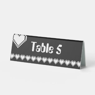 Our 8-Bit Hearts in Black Table Tent Sign
